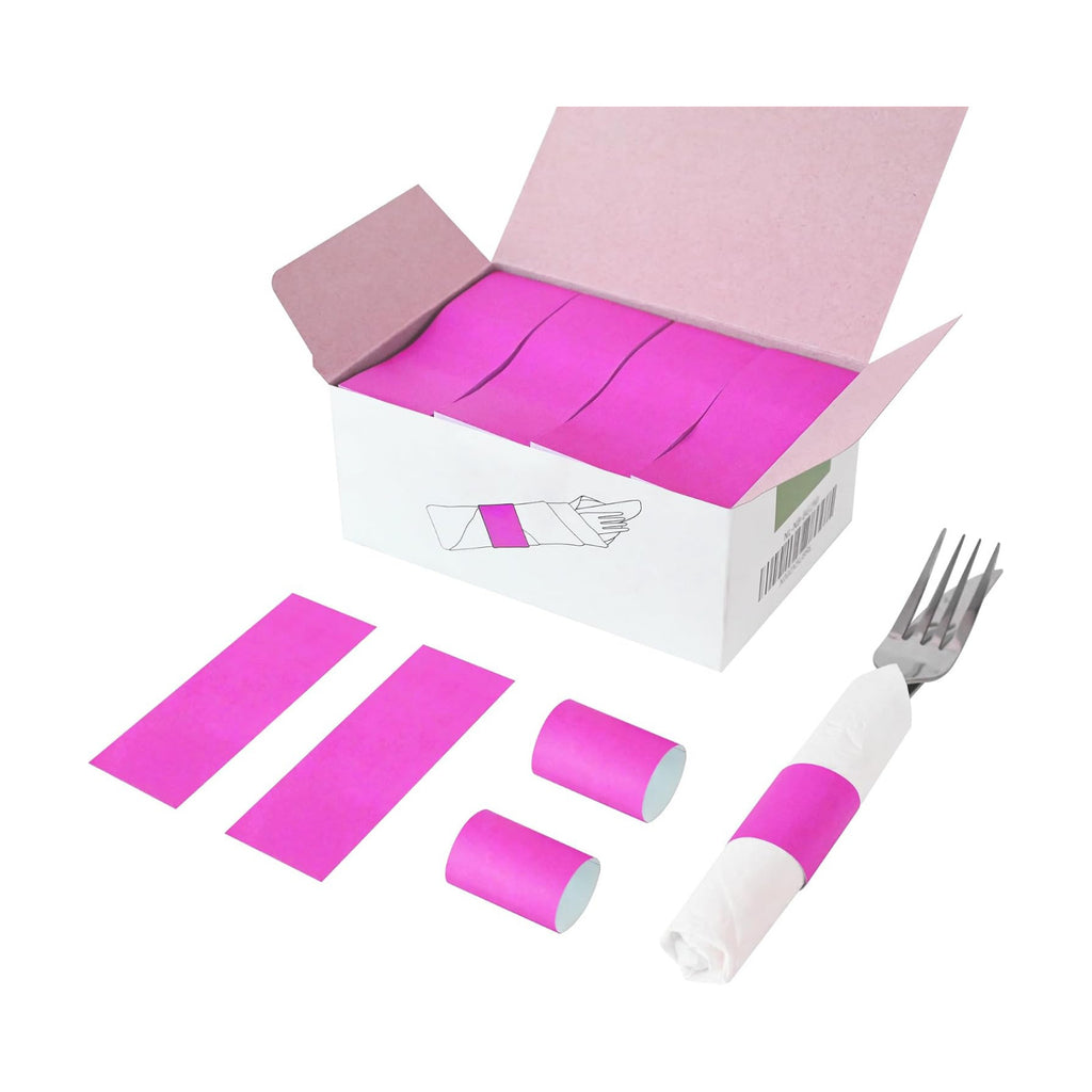 NATURALABEL Self-Adhesive Napkin Bands, Pack of 2,000, Hot Pink