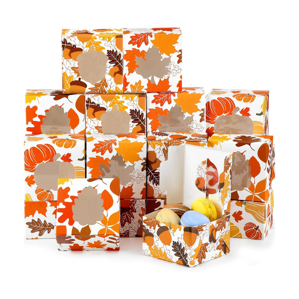 24 Pcs Fall Treat Box with Window Cookie Bakery Candy Gift Box, Autumn