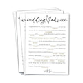 Bridal Shower Game Cards – Wedding Advice for The Bride and Groom, Fun Engagement Party Icebreaker for Guests, 25 Pack Minimalist White Wedding Party Supplies - A06