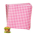 100pcs Pink and White Checkered Wax Paper, Food Picnic Paper, Greaseproof Gingham Deli Paper, Waterproof Dry Hamburger Paper Liners Wrapping Tissue for Plastic Food Basket 25*25cm (9.8*9.8inch)