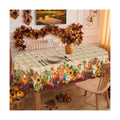 Fall Plaid Oval Tablecloth 60 x 120 Inch, Stain Resistant Washable Fabric Autumn Harvest Pumpkin Table Cloth Oval Fall Tablecloth Table Cover for Kitchen Dining Party