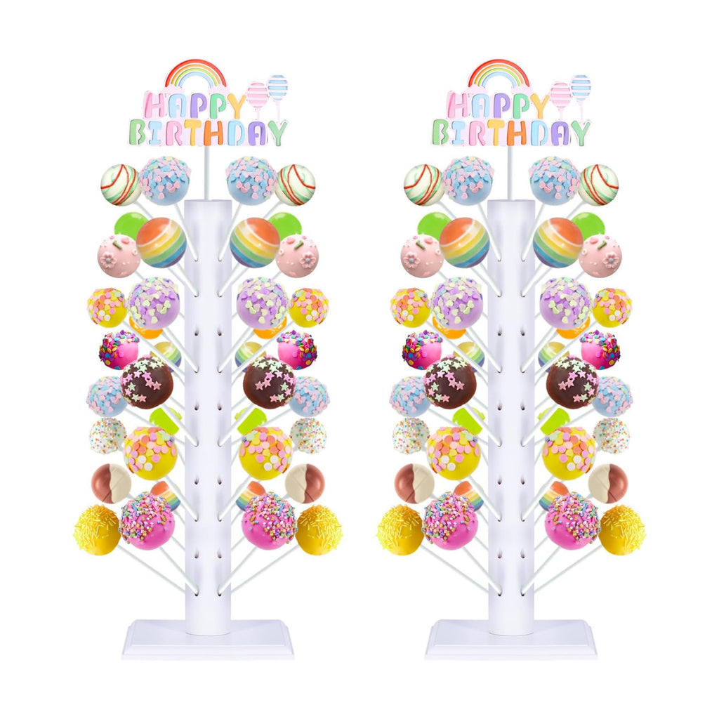 2 Pack Cake Pop Stand Display Wood Lollipop Tree Holder for Birthday