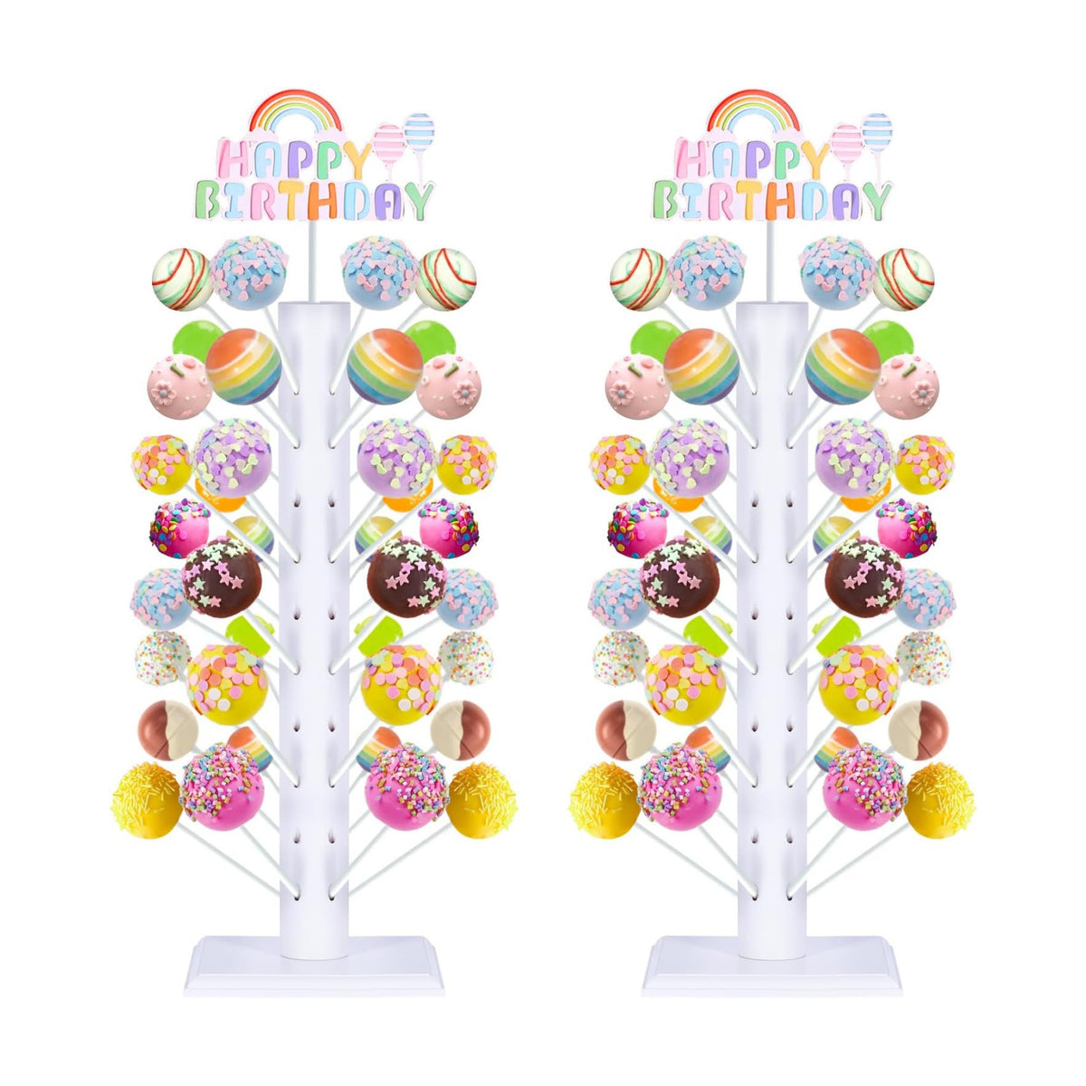 2 Pack Cake Pop Stand Display Wood Lollipop Tree Holder for Birthday