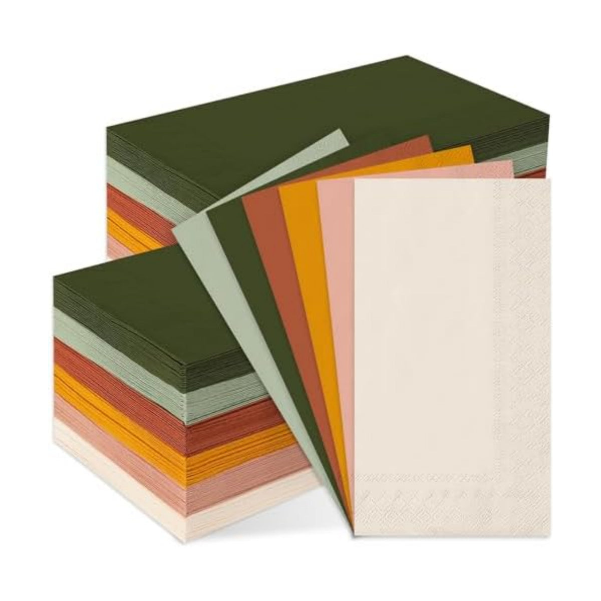 Whaline 120Pcs Modern Boho Guest Napkins Sage Green Pink Orange Brown Paper Napkins Disposable Hand Napkin Towel for Autumn Harvest Thanksgiving Bride Wedding Baby Shower Party Supplies