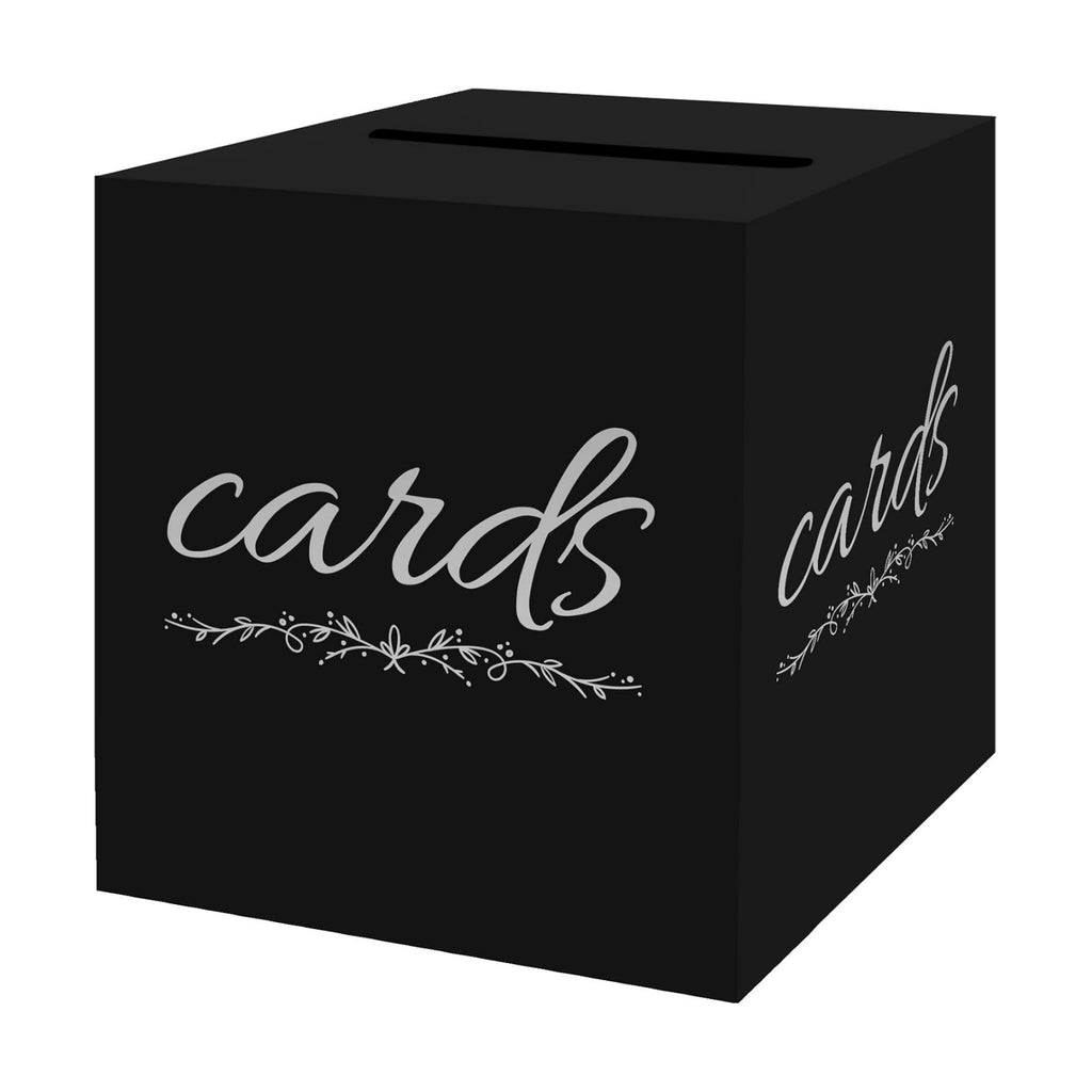 Black Silver Card Box for Party, Wedding, Graduation,7.8x7.8x7.8In