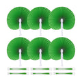 JOHOUSE Decorative Round Hand Fan Foldable, 12 Packs Green Paper Fans