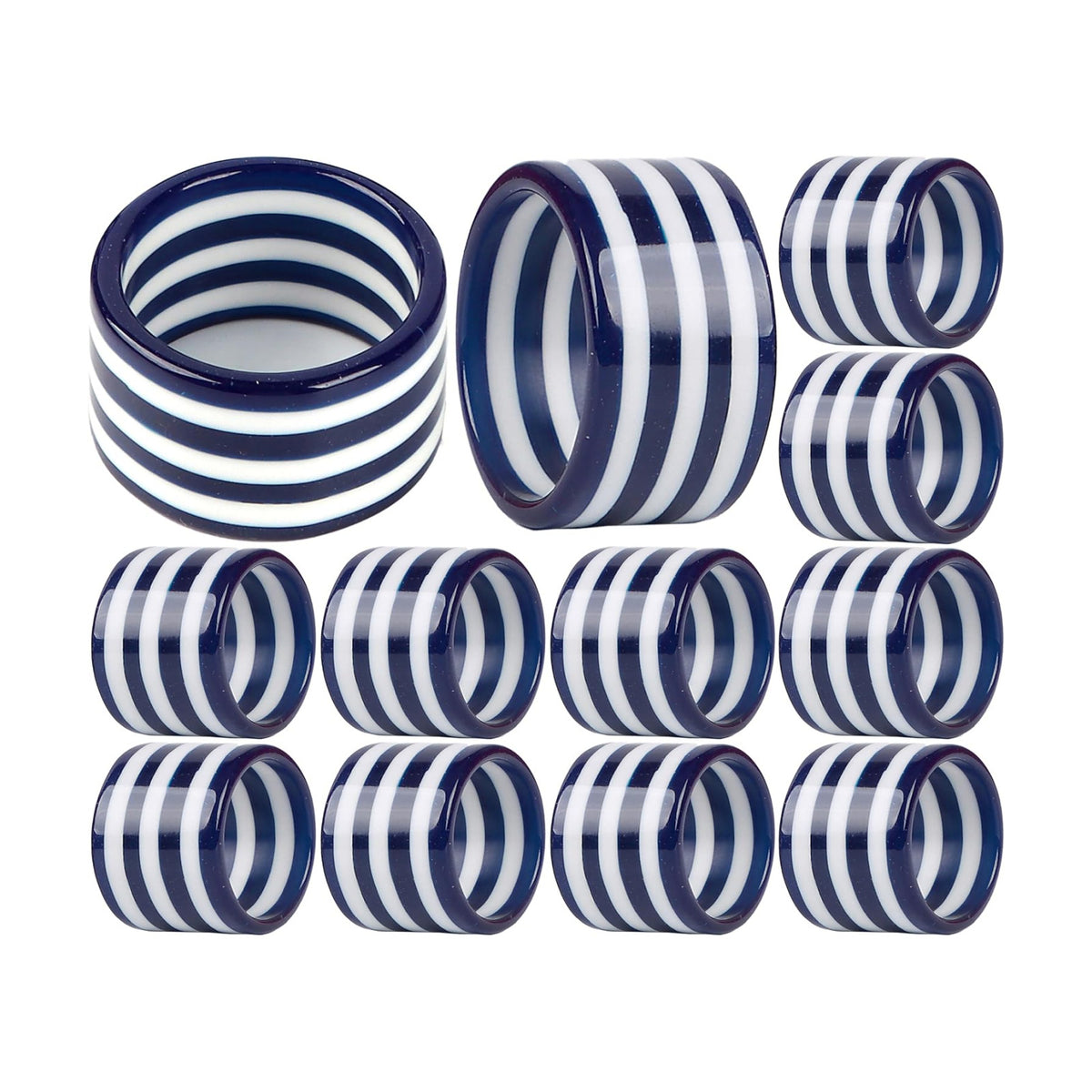 CLEENTABLE Navy Blue Epoxy Resin Napkin Rings Set of 12