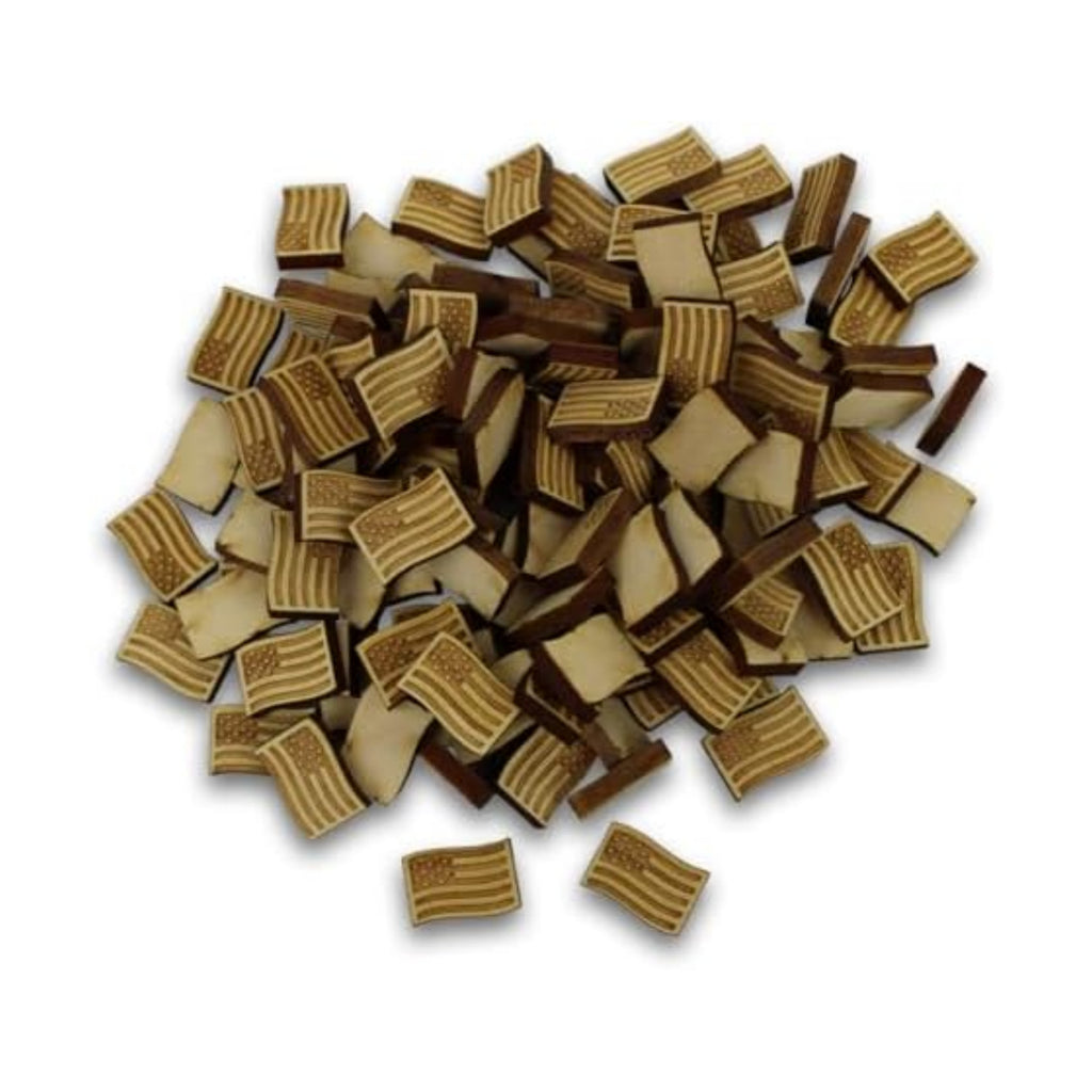 Confetti - Engraved Wood - Rustic Wooden Wedding Decor Party Table Scatter Decorations (USA Flag)