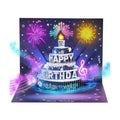 APOTODITO Musical Birthday Cards, 3D Pop Up Card with Music and Light, Firework Birthday Cards with Interactive Blowable Candle, Gift for Her Him Mom Grandma Wife Husband (Blue and Silver)