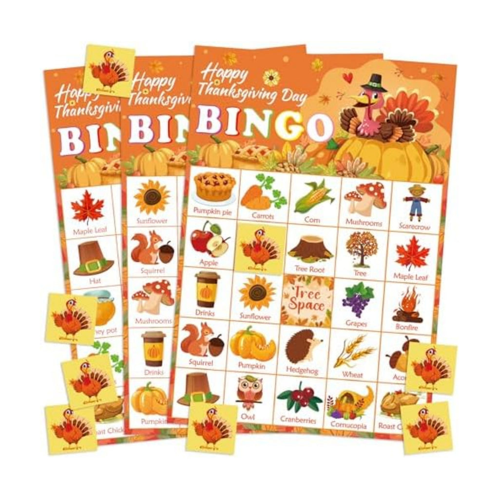 OHOME Thanksgiving Crafts for Kids | Thanksgiving Bingo Cards - 24 Players Thanksgiving Games - Thanksgiving Gifts Party Favors for Kids | Friendsgiving Activities Toys Party Supplies