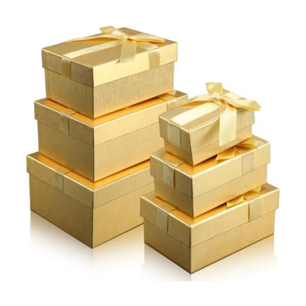 Cholemy 6 Pcs Christmas Nesting Gift Box, Vintage Style, Golden