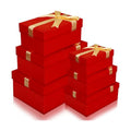Cholemy 6 Pcs Christmas Nesting Gift Box, Lovely Style, Red, Golden