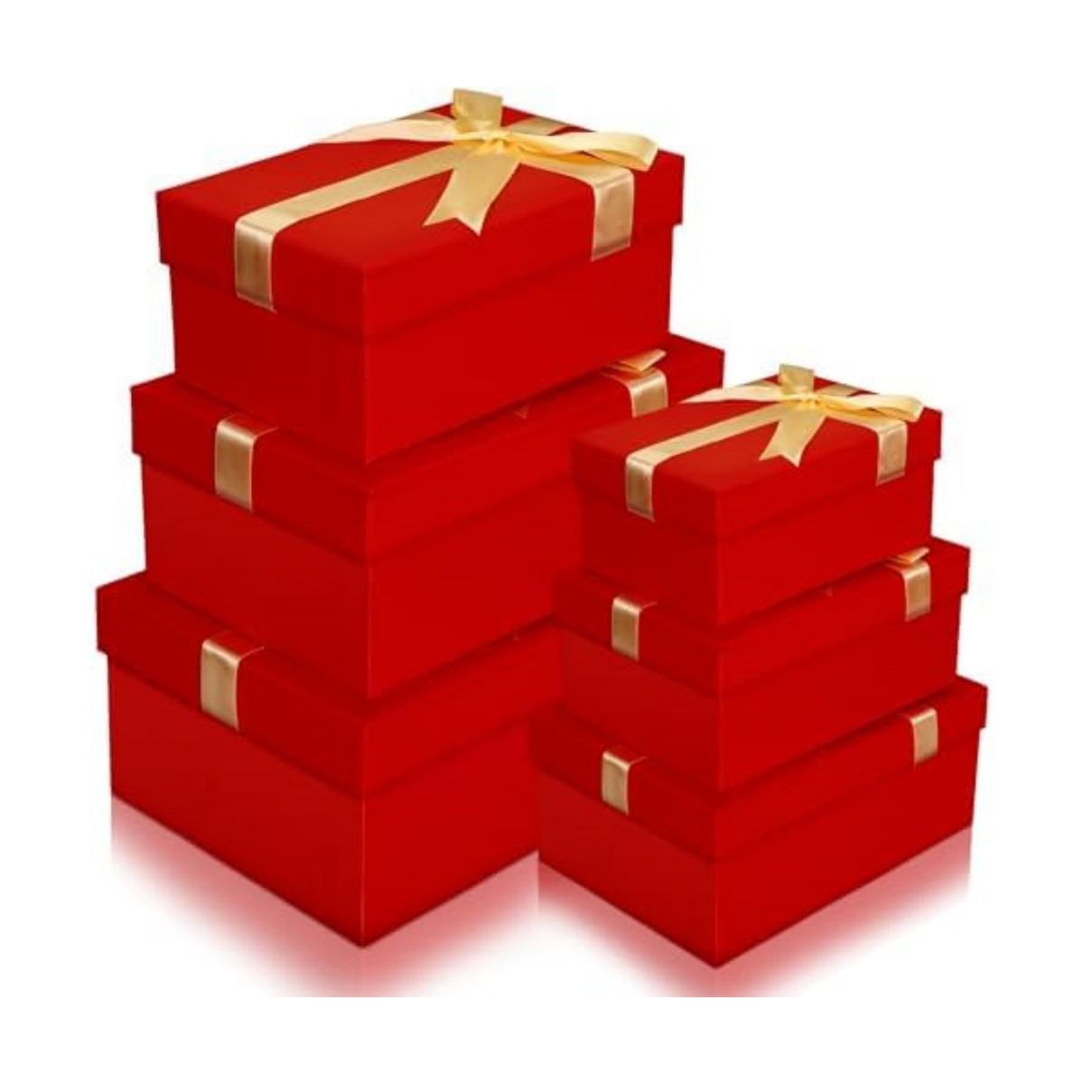 Cholemy 6 Pcs Christmas Nesting Gift Box, Lovely Style, Red, Golden