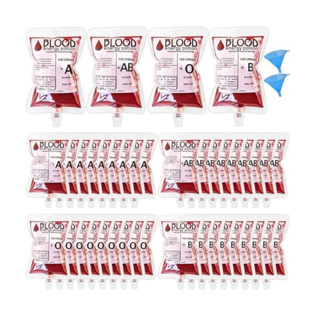 40 Pack Blood Bags for Drinks,8.5oz Halloween Decoration Drink Container,Reusable Food Grade Drink Pouches with Funnel,Nurse Party Decorations Halloween Party Favors