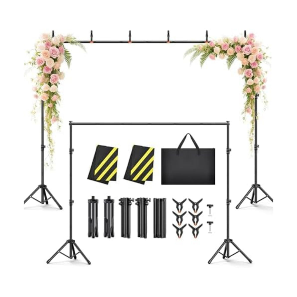 Backdrop Stand 10x7.5ft, Height Adjustable and Width Adjustable Backdrop Stand, Back Drop Stand for Balloon Arch, Photo, Parties
