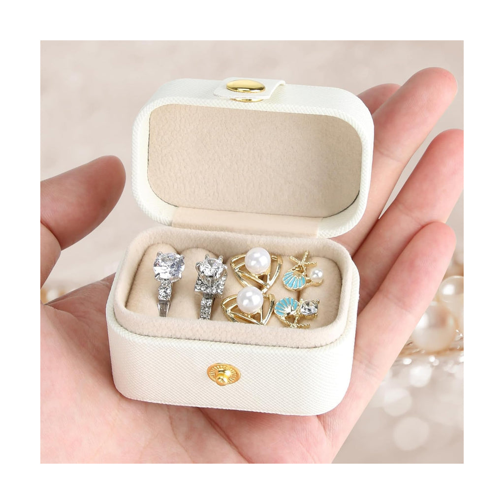 KUKUVR Small Travel Jewelry Ring Stud Earring Box (White)