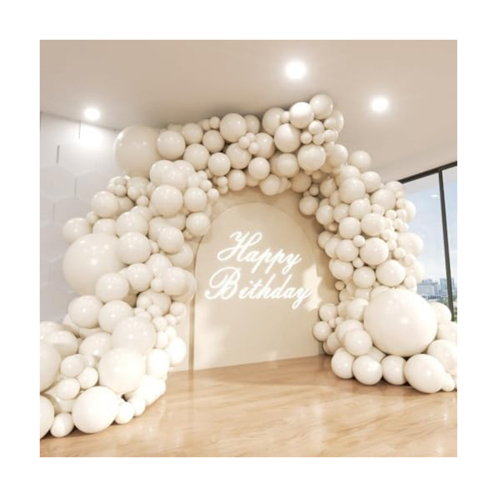White Sand Balloon Arch Kit, 143Pcs Sand White cream beige Latex Balloon Garland kit, 18 12 10 5 Inch Different Size Balloons for Birthday Baby Shower Wedding Boho Party Decorations Supplies