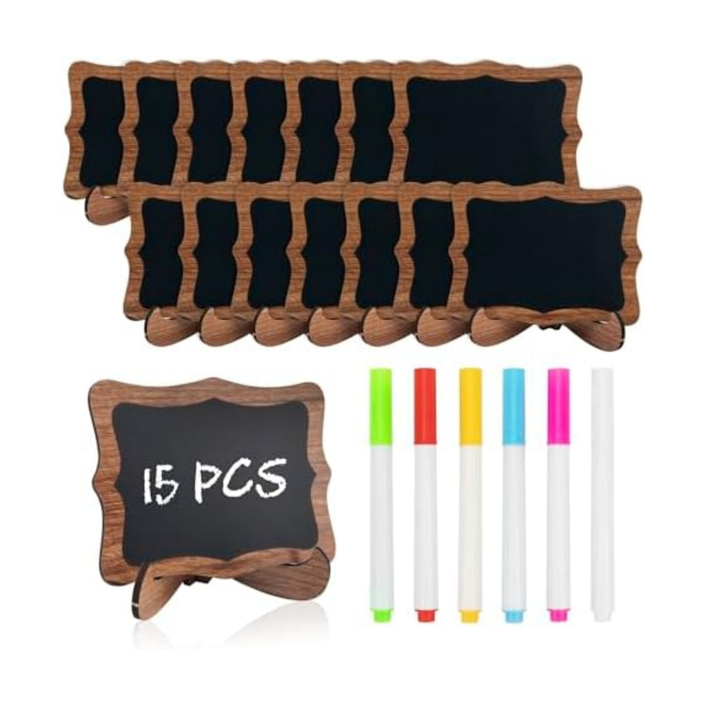 Temlum 15pcs Mini Chalkboard Sign, 2.9″x3.9″ Small Chalkboards, Wavy Shaped