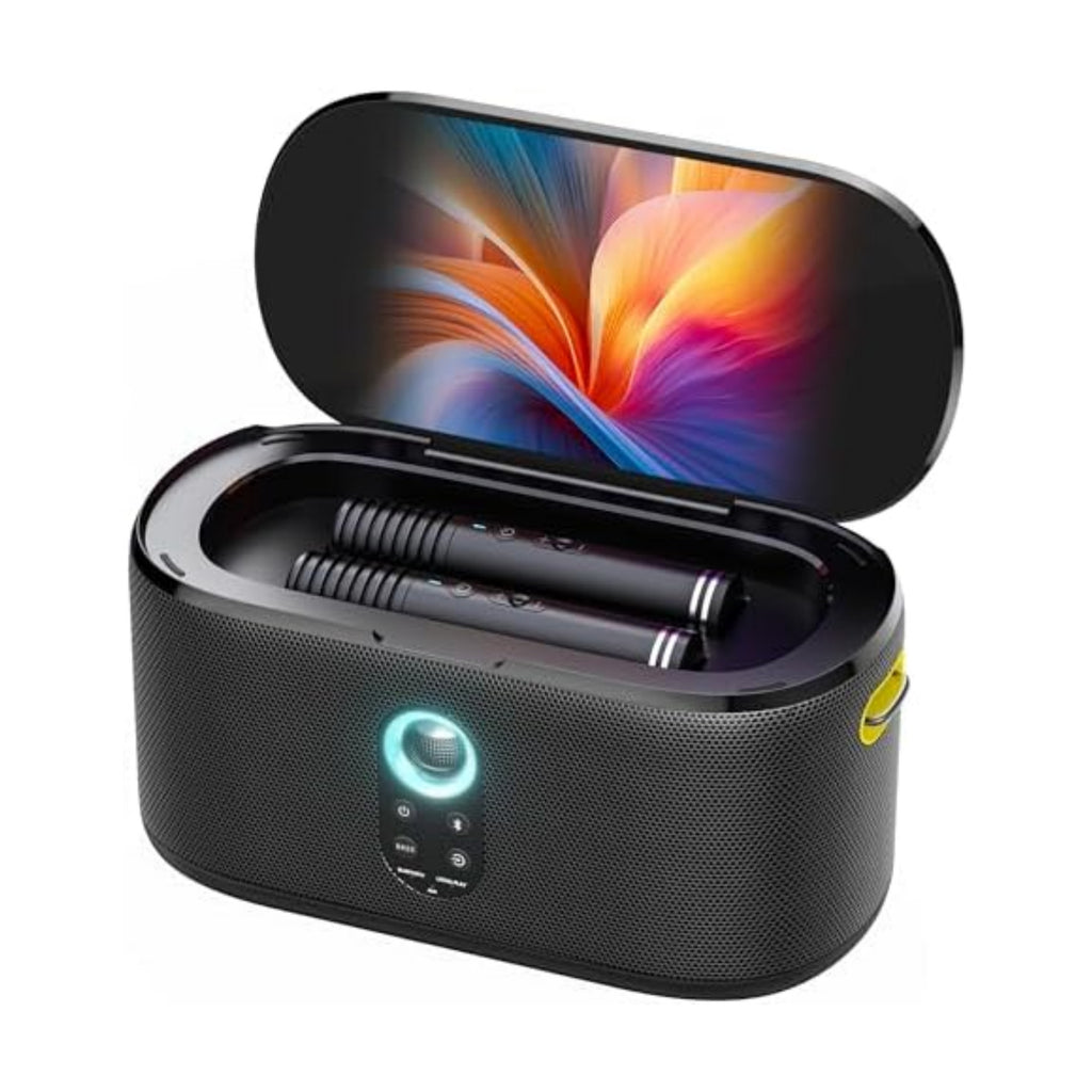 Ikarao Karaoke Machine, Built-in Lyrics Display, 32GB Karaoke Tablet, KaraFun Prime, 280W Karaoke Speaker with 2 Self-Charging Mics, Connects to TV, EQ, Portable Karaoke System for Adult Home Parties