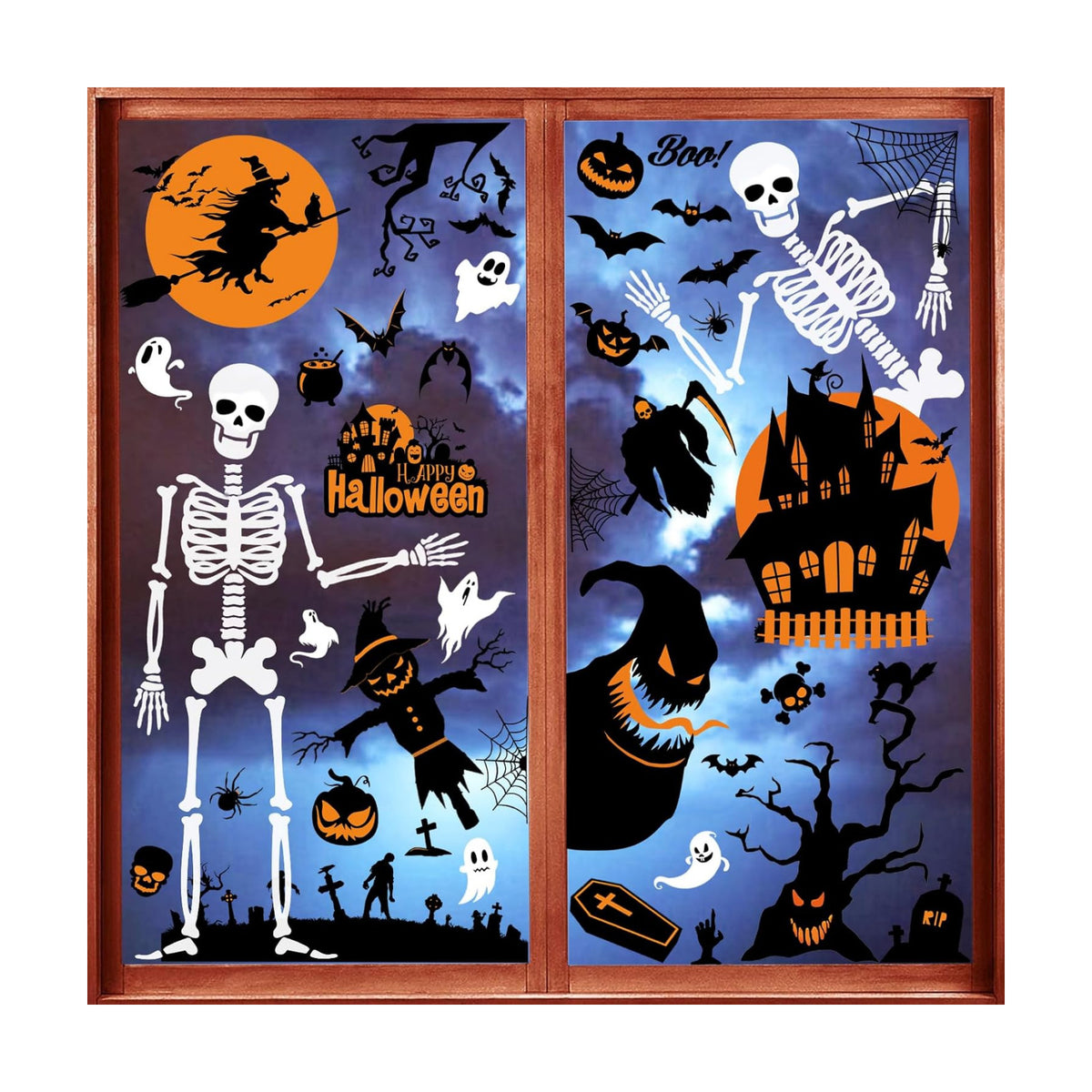 10 Sheets Halloween Window Stickers Window Clings for Halloween Party