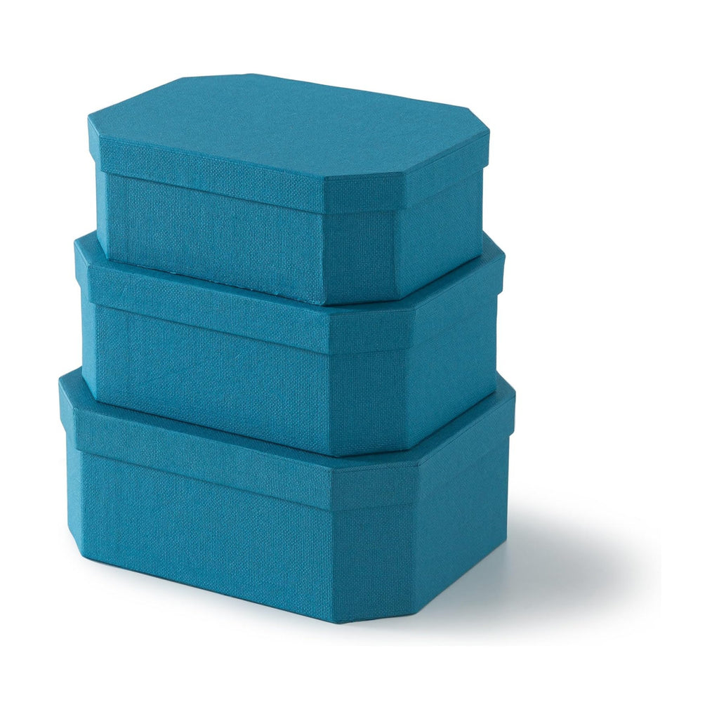 Soul & Lane - Blue Decorative Nesting Storage Boxes with Lids, Set of 3