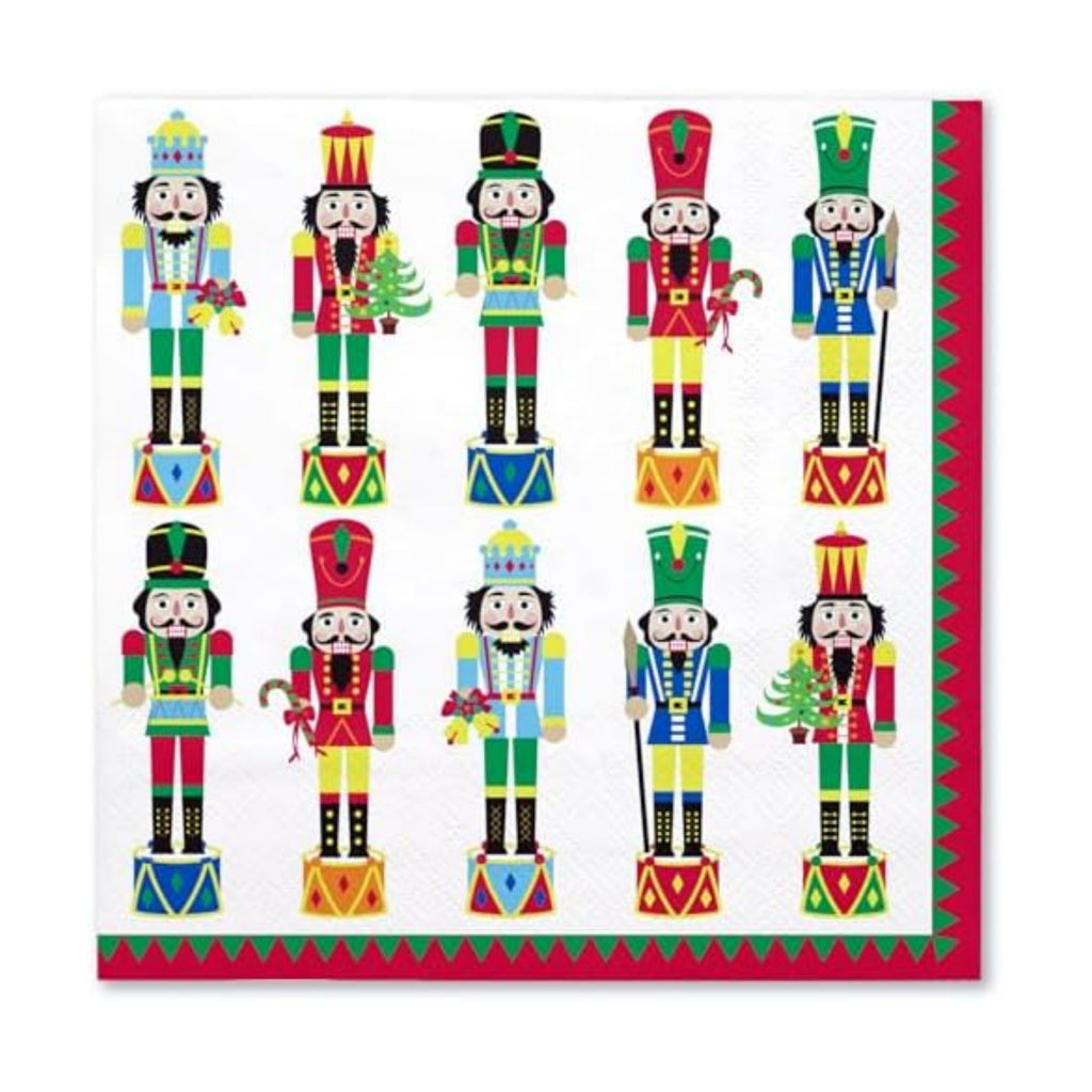 WRAPAHOLIC 50Pcs Nutcracker Christmas Paper Napkins - 3-Ply Disposable Cocktail Napkin for Christmas Party Supplies Tableware, Xmas Holiday Party Decorative Towels - 5 x 5 In
