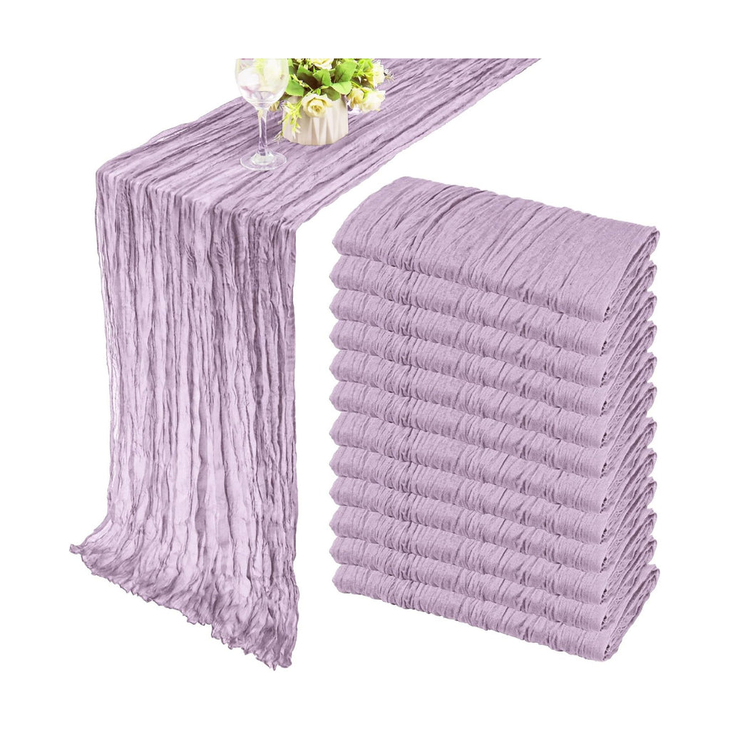 35x120 Inch Light Purple Cheesecloth Table Runner Wedding Party Decor