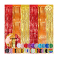 Rainbow Party Backdrop Decorations, Foil Fringe Curtains 2Pack 3.3x8.3 Ft
