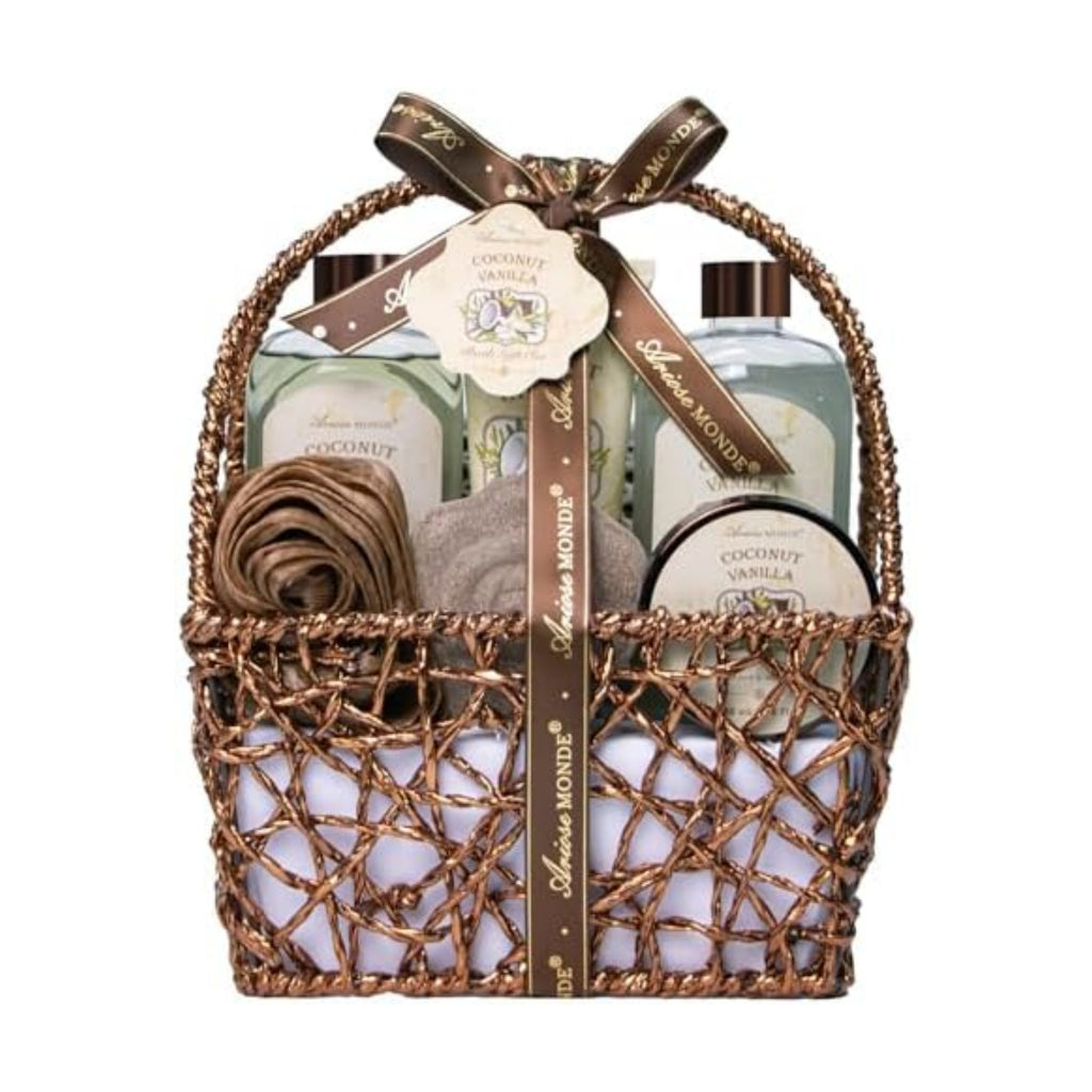 Spa Gift Baskets for Women, 8pcs Coconut Vanilla Bath Gift Set for Women