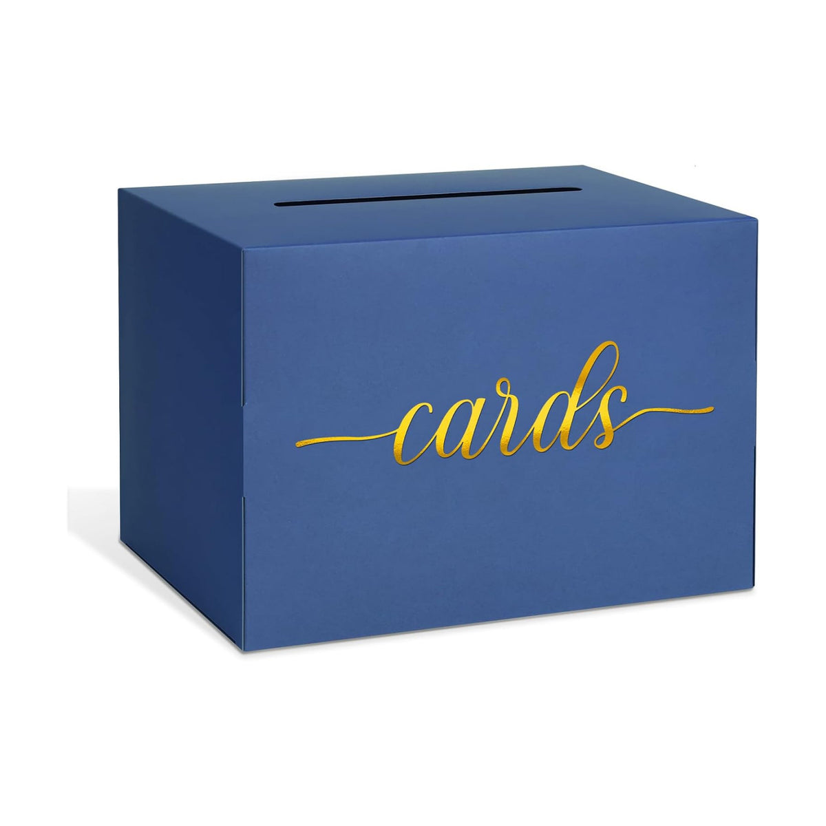 Navy Blue and Gold Foil Card Box for Party, 1 Pack