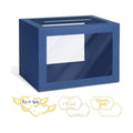 Navy Blue Gift Card Box for Party with 6 Cards, Clear Window