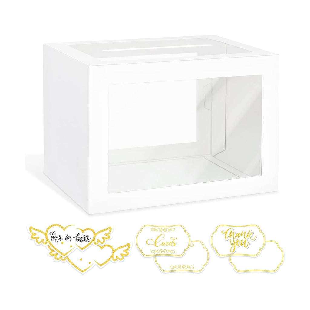 White Card Box for Party with 6 Cards, Clear Window