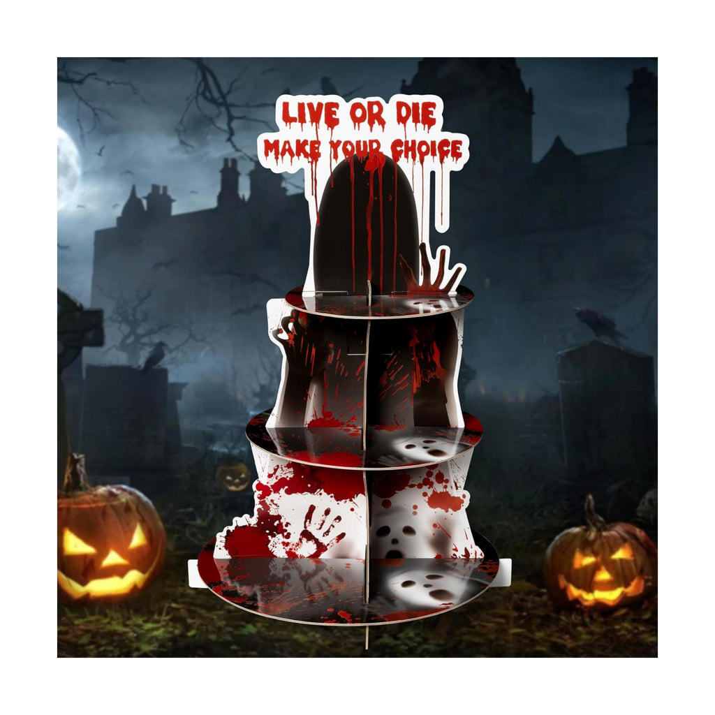 Haooryx Halloween Bloody Cupcake Stand Scary Bloody Cupcake Tower Cardboard