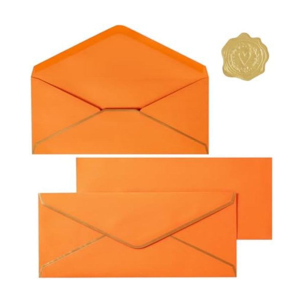30 Pack 0 Business Envelopes with Stickers, Thick Paper, Dark Orange