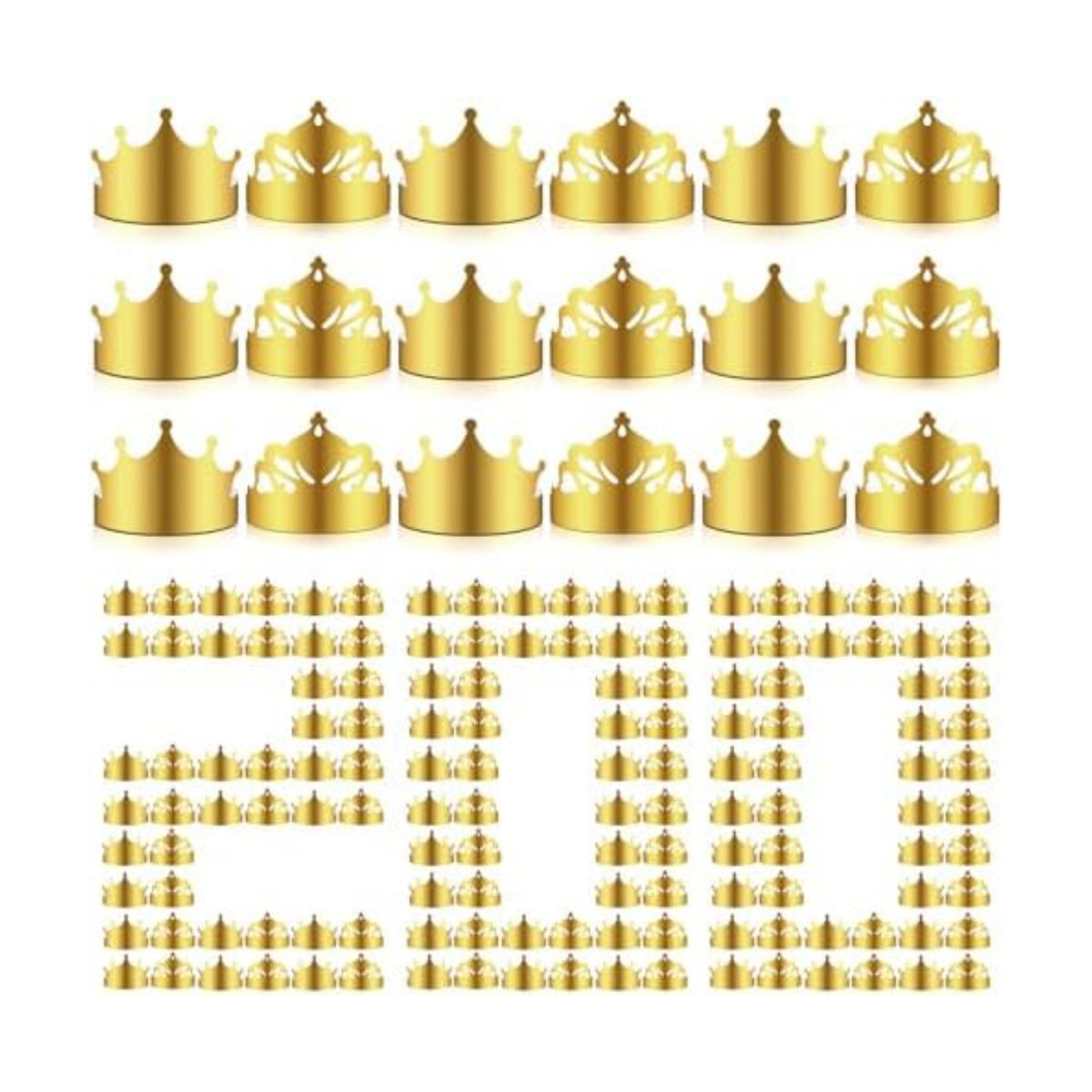Nezyo 200 Pcs Gold Paper Crowns Bulk Birthday King Princess Crowns Gold Foil Party Crown Hats for Kids Students Classroom Celebration Baby Shower Photo Props Supplies