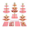 Pack of 11 NWK Cake Stand Set of Cupcake Stand, Tray & Table Cloth (Pink)