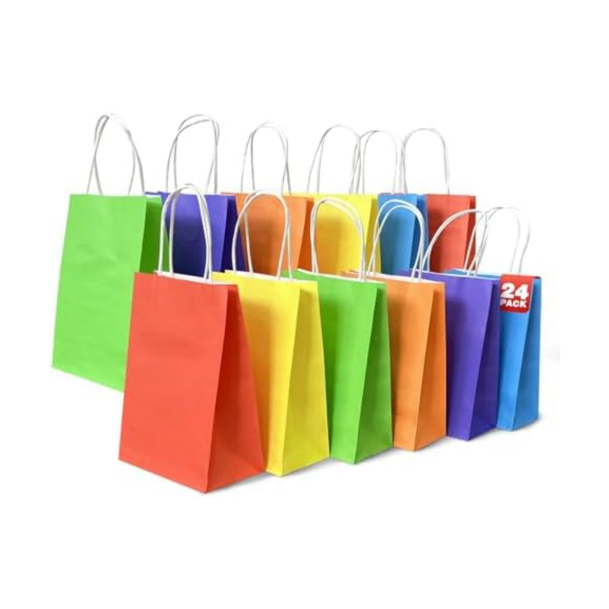 LAMJAMANER 24Pcs Small Gift Bags, 5.5x3.15x7.87 Paper Gift Bag with Handles, Party Favor Bag-s Bulk for Birthday, Wedding, Businesses, Party Supplies and Gifts, Valentines Day Bag