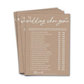 Bridal Shower Games Cards - Wedding Shoe Game for 25 Guests, Engagement Party Games, Minimalist Brown Party Supplies - D04