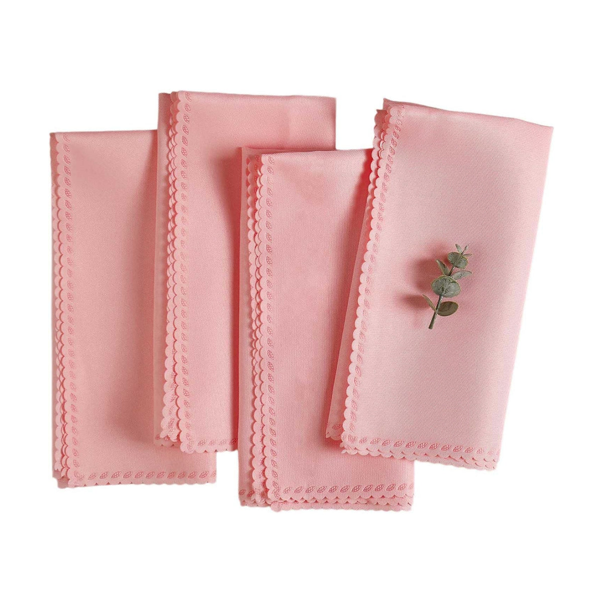 Valentine's Day Cloth Napkins Set of 4, Pink Polyester Dinner Napkins Washable Reusable, Wave Lace Table Cloth Napkins for Christmas Thanksgiving Festival Holiday Dinner Table Decoration