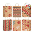 JOYIN 24 PCS Christmas Kraft Gift Bags Xmas Holiday Paper Goody Wrap Shopping Bags with Handles for Holiday Presents, Giant Gifts Decorations, Classrooms and Party Favors (10 x 13 x 5)