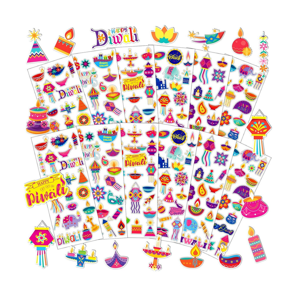 UPINS 12 Sheets Happy Diwali Stickers for Kids 3D Foam Puffy Bulk