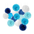 Blue-White Birthday Party-Decorations Paper-Flowers Lanterns - 15PCS Light Royal Tissue Pom Poms Streamers,Classroom Ocean Themed Baby Bridal Shower Bachelorette Wedding Hanging Supplies Decor Hugfond