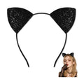 U-Goforst Black Cat Ears Headband Adult, Glitter Black Cat Costume for Women, Halloween Ears Fancy Dress Cosplay Accessories