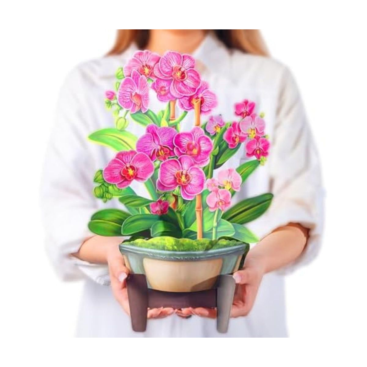 Airpark Pop Up Flower Bouquet Card for Women, 3D Floral Greeting Card with Envelope and Note, Birthday Thank You Thinking of You Get Well Gift for Mom Friend Wife Teacher, Orchid