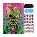 Hxezoc Pin The Eyeball On The Zombie Game with 24 Pcs Eyeballs Stickers, Halloween Pin The Tail Scary Zombie Party Games for Kids Halloween Party Birthday Party Supplies
