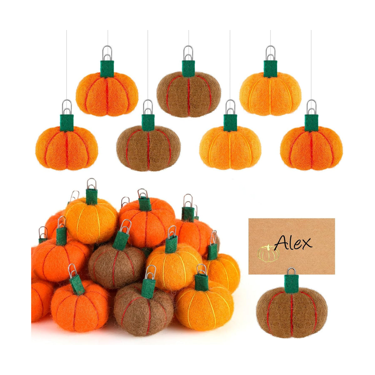 24 Sets Felt Pumpkin Place Card Holder Thanksgiving Fall Card Holder Including Place Cards Felt Tip Pen Table Number Photo Holder Table Decor for Weddings Bridal Showers Anniversaries