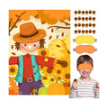 Fall Themed Pin the Nose On the Scarecrow Party Game Poster with 24 Pcs Acorn Stickers Fun Autumn Harvest Party Activity Decorations Supplies for Thanksgiving Halloween Fall Festivals Birthday