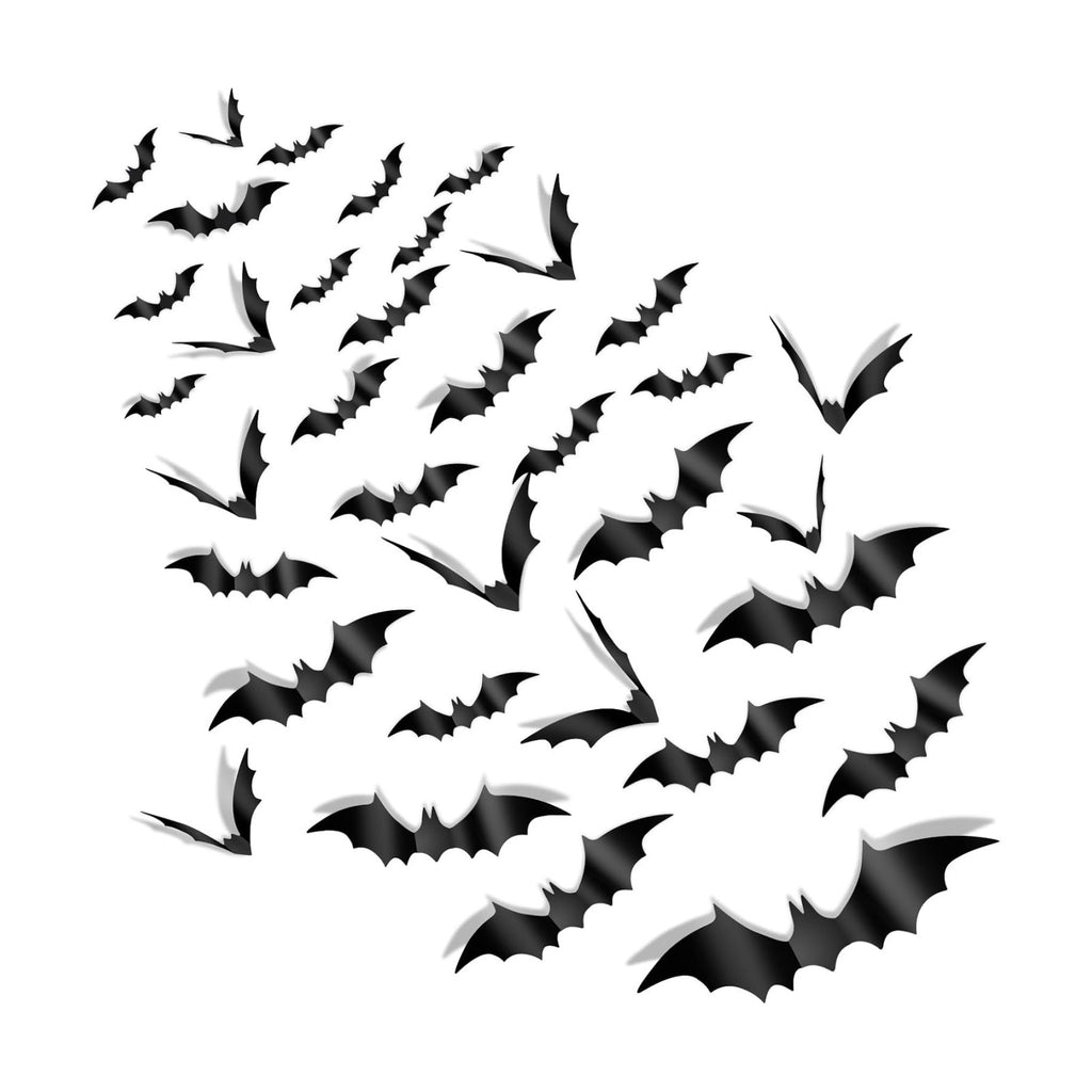 Halloween Decorations Bats Wall Stickers,120 PCS Reusable 3D Black Halloween Bats Scary Stickers with Double-Sided Tape for Halloween Home Decor DIY Window Wall Indoor Outdoor Halloween Party Supplies