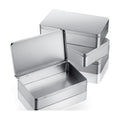 Hotop 8.5 x 5.3 x 1.9 Inch Metal Tins with Lid Storage Box, Silver, 4 Pack