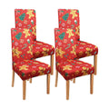 Red Christmas Chair Covers Set of 4,Winter Gingerbread Christmas Tree Snowflake Chair Protectors,Elastic Removable Washable Dining Chair Covers for Winter Christmas Kitchen Dining Room Holiday Decor